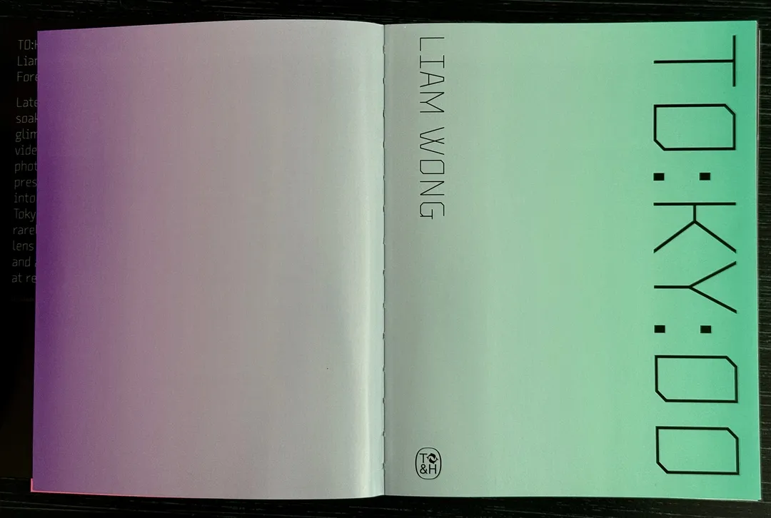 Endpapers with the book's title in mint green
